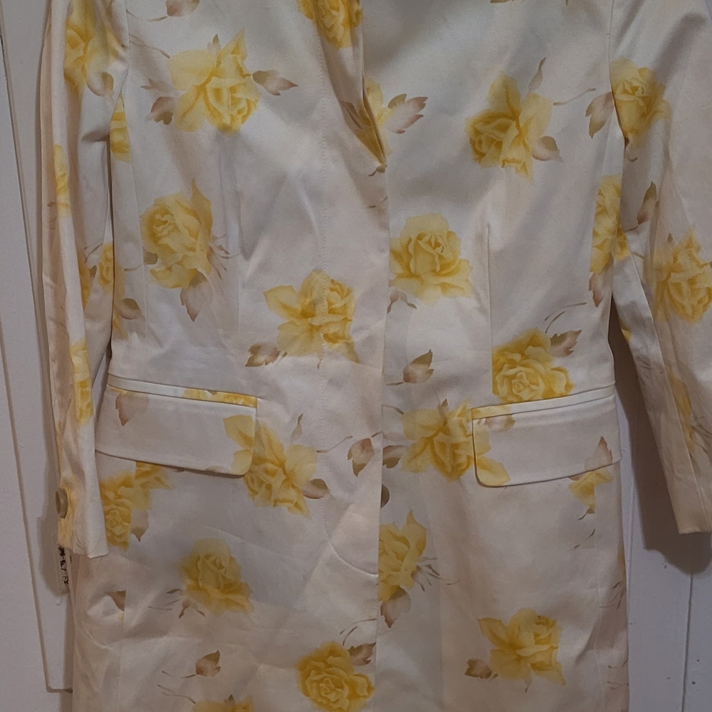 Floral Yellow and White Women's Coat